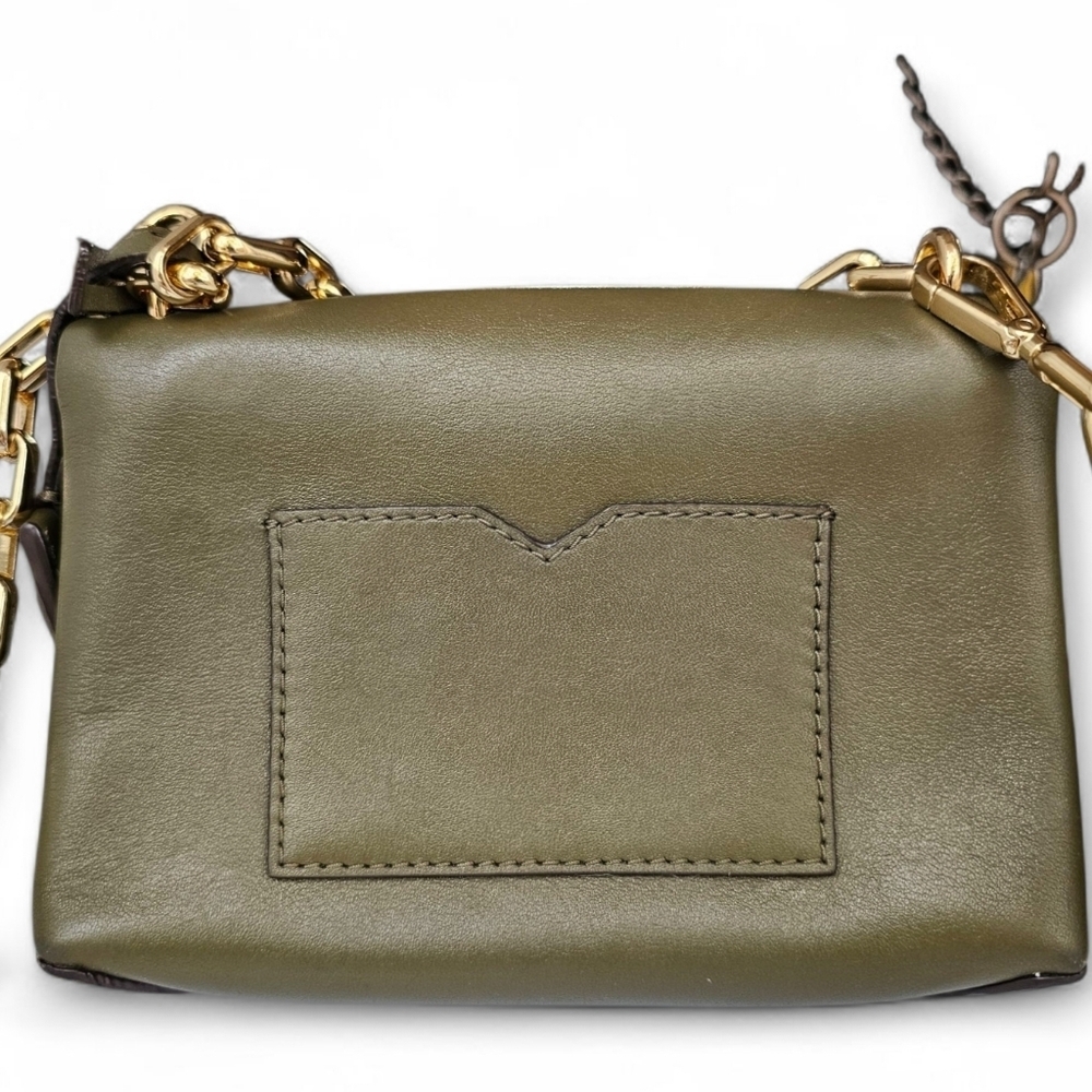 Michael Kors Olive Leather Cece Mini Crossbody Bag with Gold Chain - Picture 4 of 8